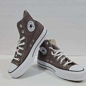 Converse All Stars Canvas Chunks Trainer  Gray High-Top Sneakers Womens Size 9.5
